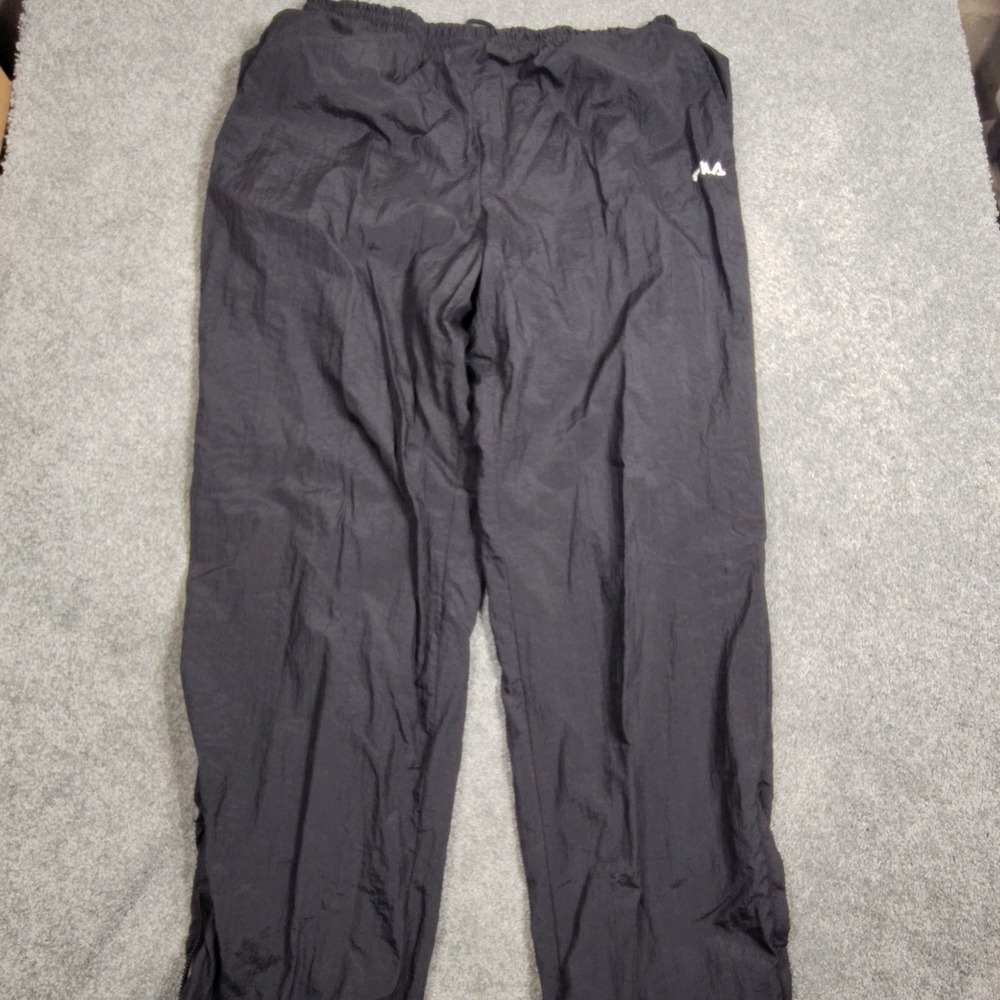 Fila Mens Black Nylon Track Pants Elastic Waist Athletic Joggers XL